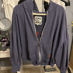 Peace love world. Zip jacket